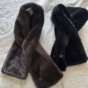 Two black and brown faux fur keyhole scarf